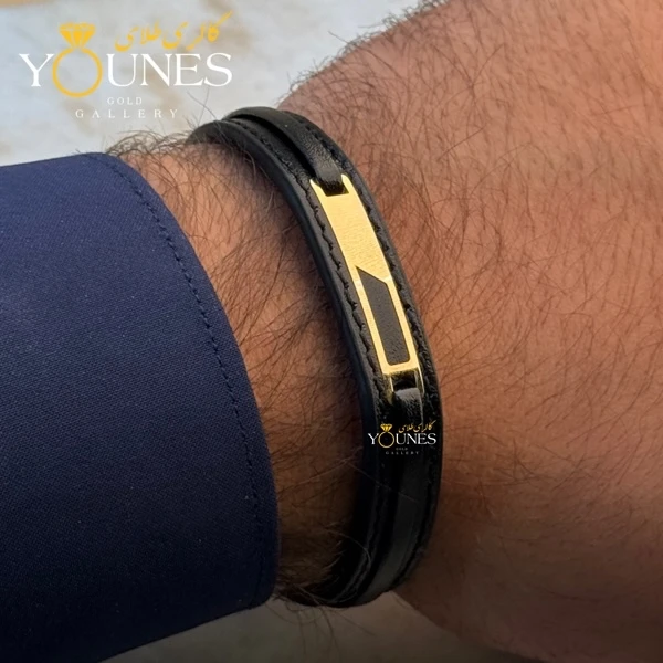 دستبند طلا چرم مردانه L113